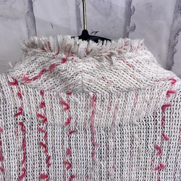 Nic+Zoe Open Front Cardigan Tweed 3/4 Sleeve Fringe Single Hook & Eye Closure - Picture 9 of 10